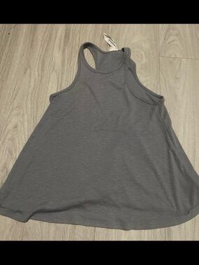 Free People Gray Ribbed Racerback Swing Tank